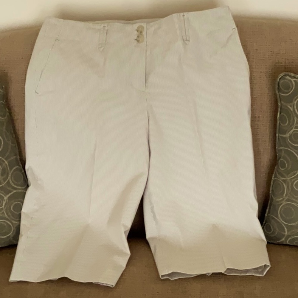 Ann Taylor Loft shorts.  Light green pinstripe, size 10P